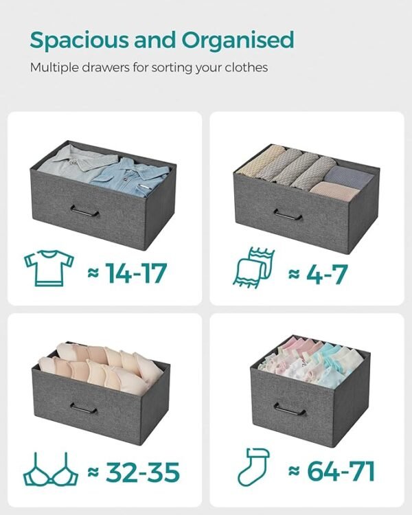 Bedroom Cabinet, 7 Fabric Drawers with Handles - Image 5