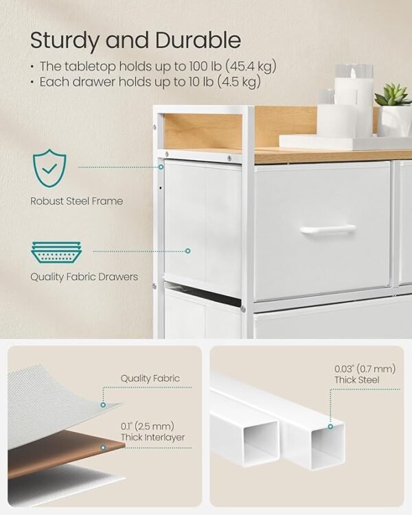 Bedroom Cabinet, 7 Fabric Drawers with Handles - Image 14