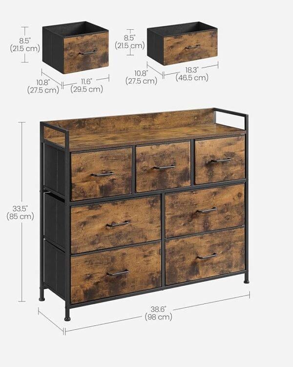Bedroom Cabinet, 7 Fabric Drawers with Handles - Image 7
