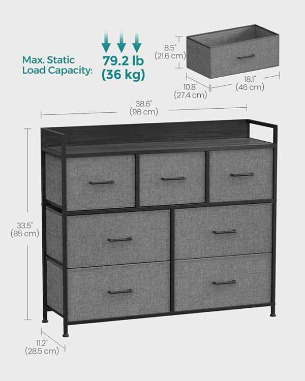 Bedroom Cabinet, 7 Fabric Drawers with Handles - Image 2