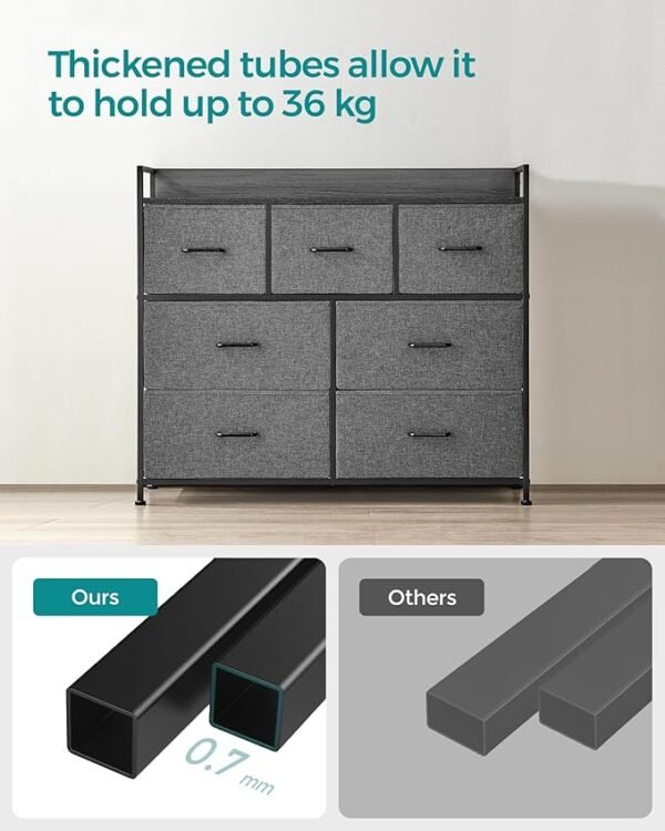 Bedroom Cabinet, 7 Fabric Drawers with Handles - Image 3