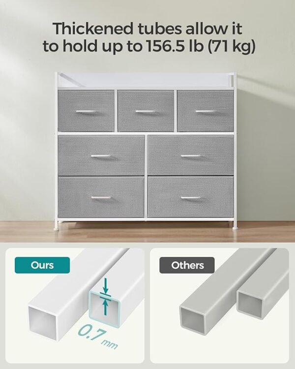 Bedroom Cabinet, 7 Fabric Drawers with Handles - Image 9