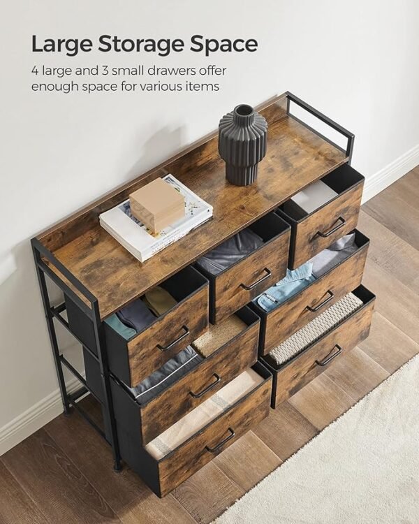 Bedroom Cabinet, 7 Fabric Drawers with Handles - Image 6