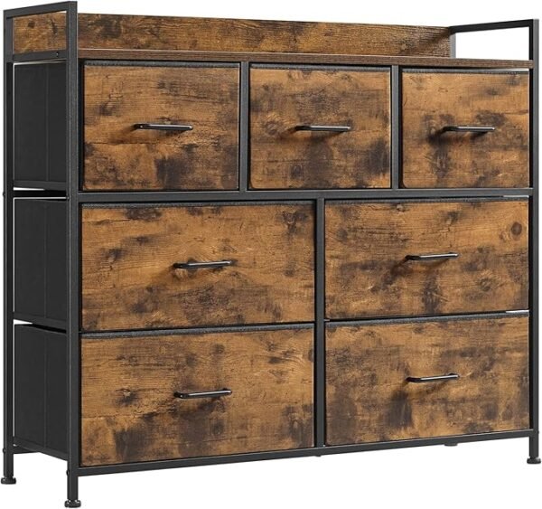 Bedroom Cabinet, 7 Fabric Drawers with Handles - Image 8