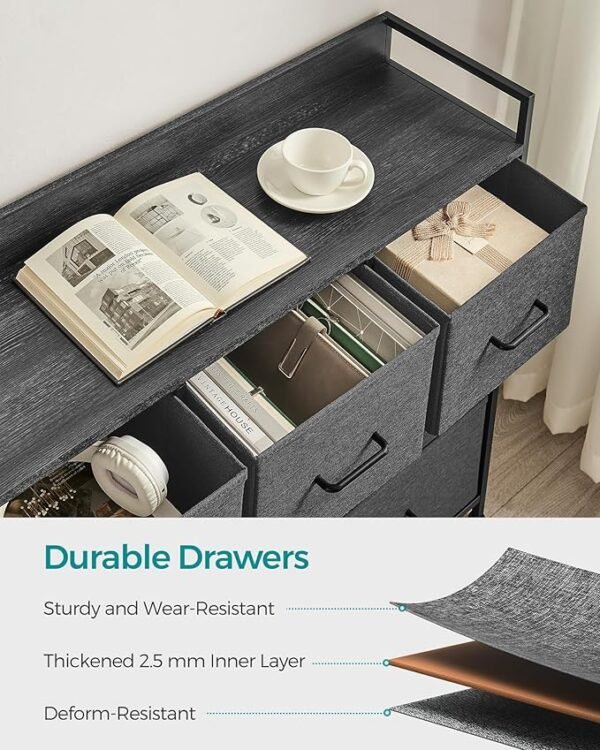 Bedroom Cabinet, 7 Fabric Drawers with Handles - Image 4