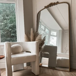 Amelia-Full Length Gold Arched Metal Mirror 186cm X 100cm