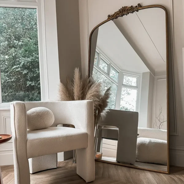 Amelia-Full Length Gold Arched Metal Mirror 186cm X 100cm