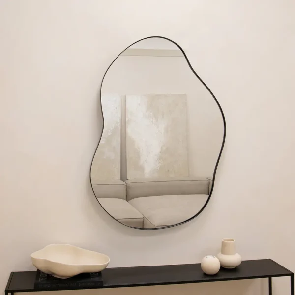 Ava-Black Pond Shaped Irregular Mirror 100cm x 70cm
