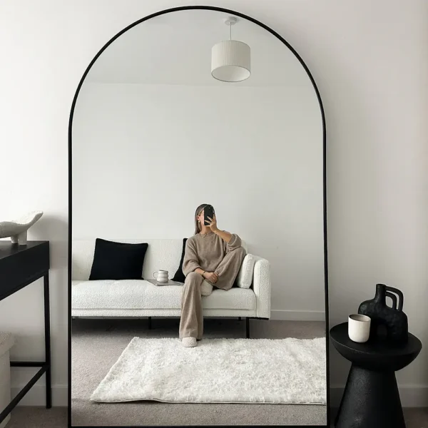 Liberty-Black Full Length Arched Metal Mirror 180cm x 110cm