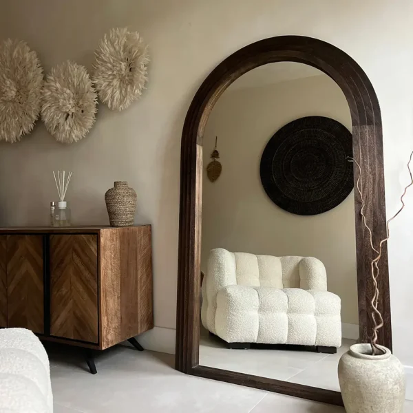 Luciana-Full Length Arched Charred Wood Mirror 180cm x 110cm - Image 2