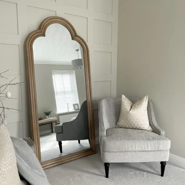 Melilla-Washed Wood Arched Full Length Mirror 170cm x 80cm