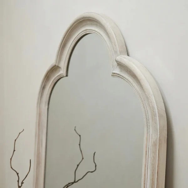 Melilla-White Washed Wood Arched Full Length Mirror 170cm x 80cm - Image 7