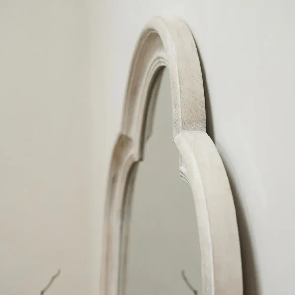 Melilla-White Washed Wood Arched Full Length Mirror 170cm x 80cm - Image 5