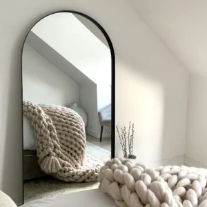 Arcus-Full Length Arched Black Large Metal Mirror 170cm x 80cm